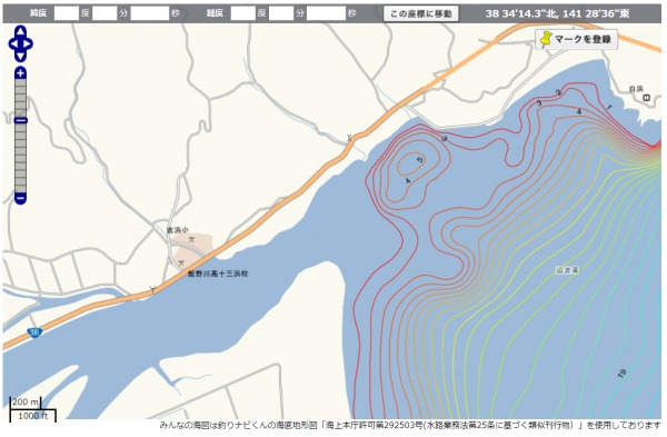 北上川　海図　サーフエリア